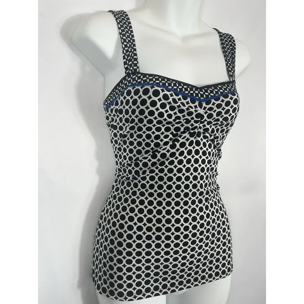 WHBM Vintage Geo Dot Fitted Babydoll Top Y2K Mallcore Boho Preppy Going Out Club